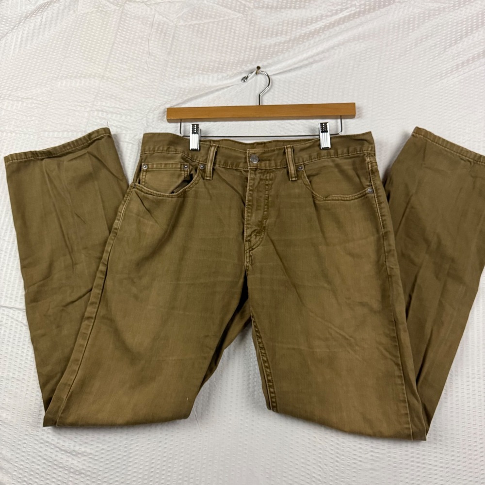 Levis 514 Straight Fit Khaki Brown Cotton Twill Pants Mens 34x32